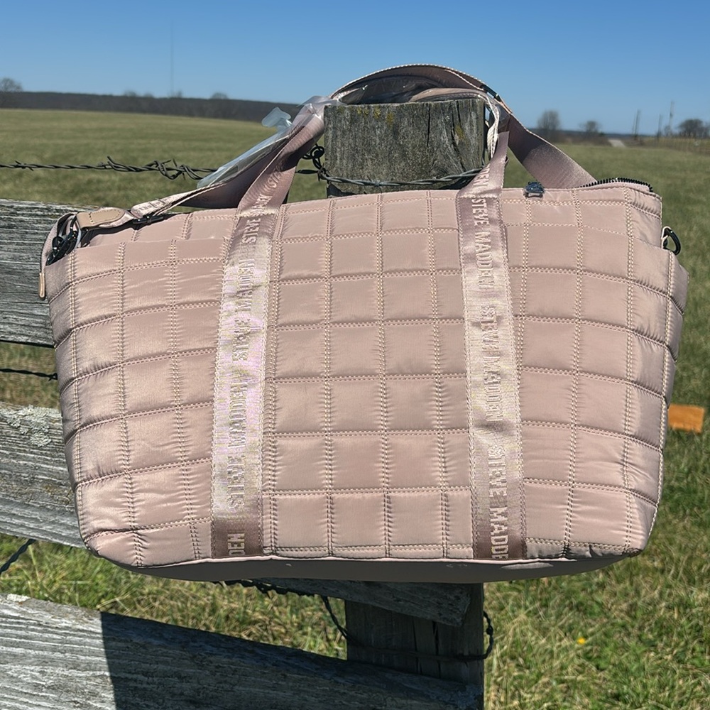 Steve Madden Pink Crossbody Bjanelle Tote with Logo Straps - Picture 2 of 7